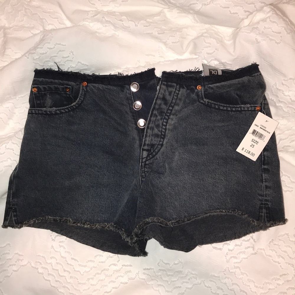 DL1961 dark gray/ washed black denim shorts